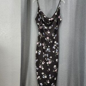 Iris Black Floral Midi Dress